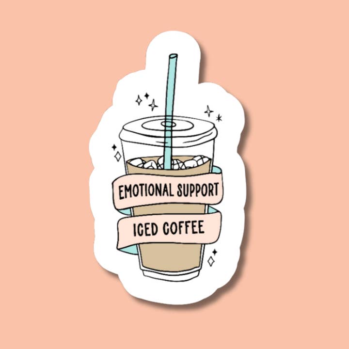 Autocollant de café glacé Emotional Support, autocollant de café pour la vente par The Vinyl Rose