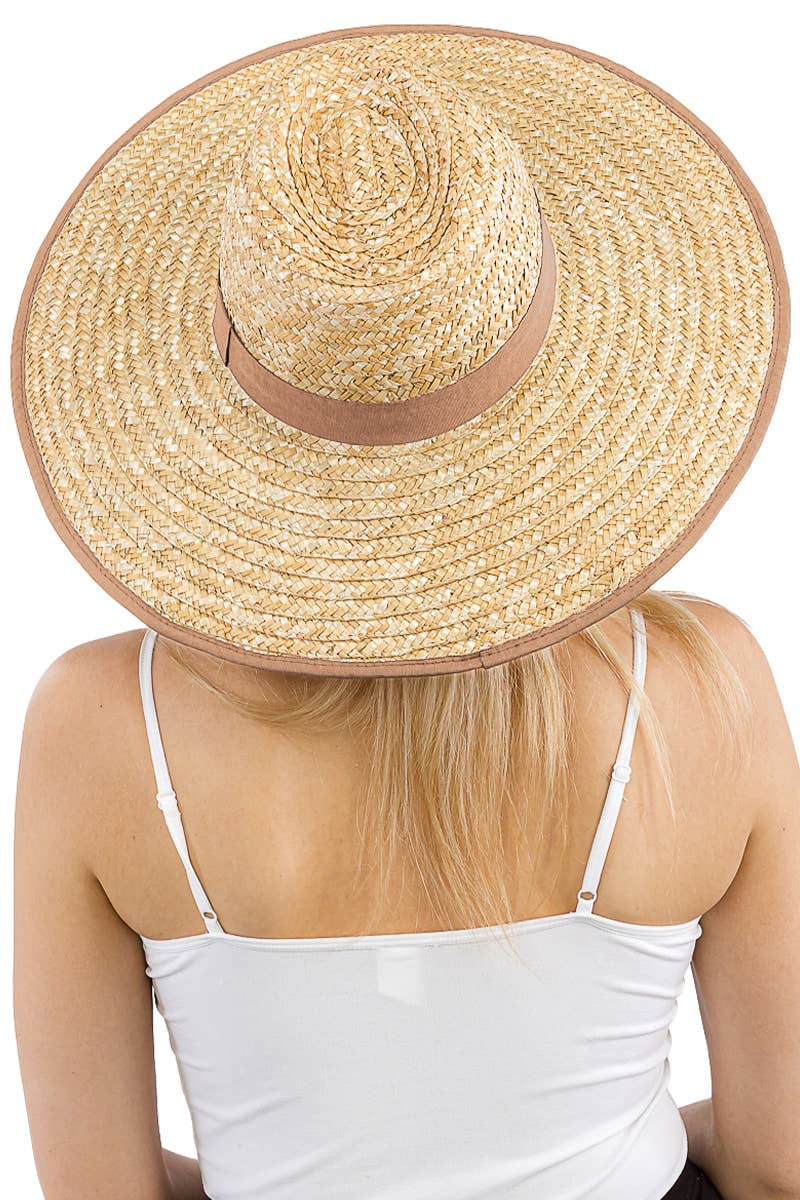 Cap Zone - Wholesale Straw Hat - Women's - Grosgrain Chin Strap Wide Brim Wheat Straw Lifeguard Hat14
