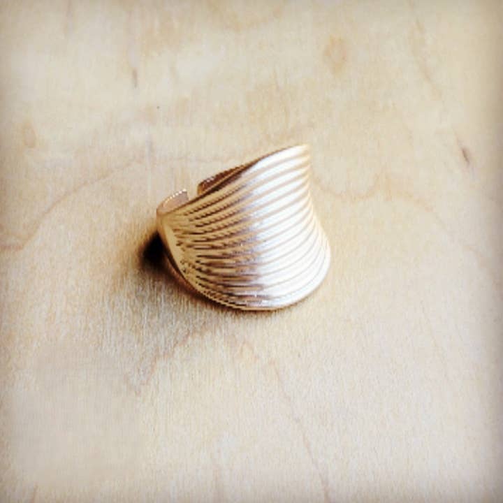 Matte Gold Electroplate Cuff Ring 012b for wholesale by The Jewelry Junkie