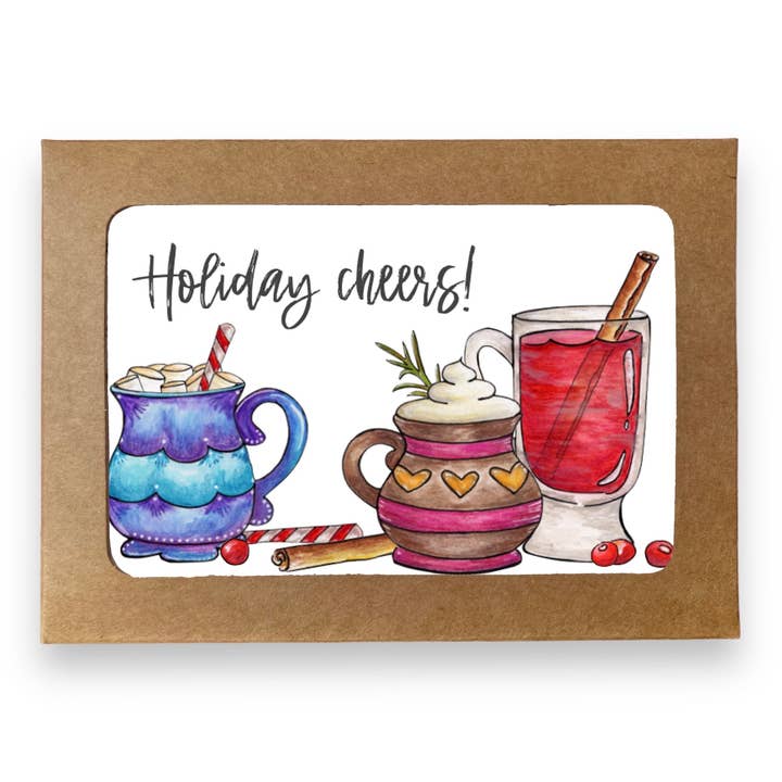 Cozy Holiday Mugs Boxed Note Cards, Holiday Cheers for wholesale by Whimsicals Paperie