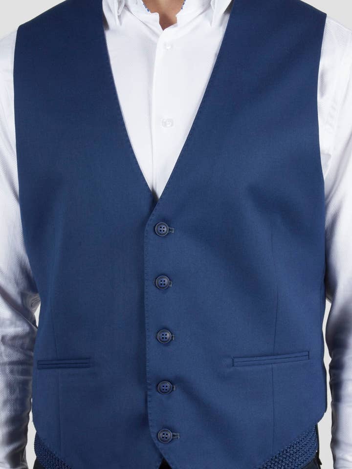 Solid Navy Vest with Diamond Pattern Back for wholesale by Luchiano Visconti