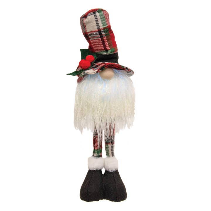 Standing Plaid Santa Gnome w/LED Light for wholesale by CWI Gifts