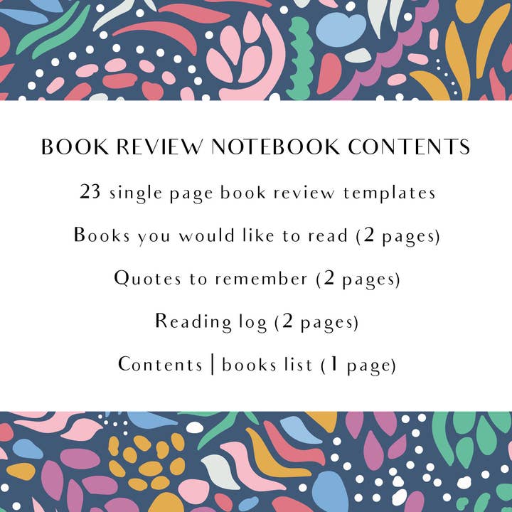 Sarah JK Designs – wholesale Notebook – Book review notebook | Botanical Dreams | Reading journal1