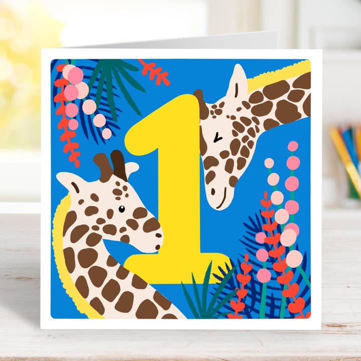 Age 1 Animal Card for wholesale by Cake and Crayons