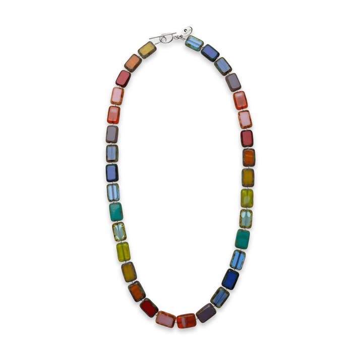Rainbow Multicolor Beaded Toggle Necklace, 18" Candyland for wholesale by Stefanie Wolf Designs