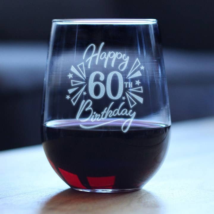 Confetti Birthday 60 Copo de Vinho Sem Causa Presentes de 60º Aniversário por atacado de bevvee