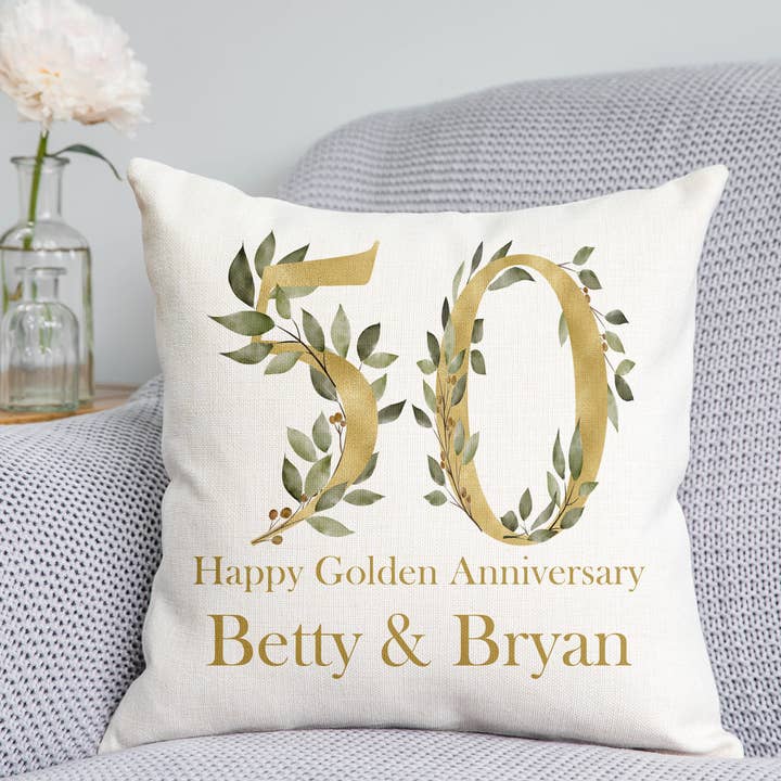 Golden Anniversary Cushion for wholesale by DoodlecardsBoutique
