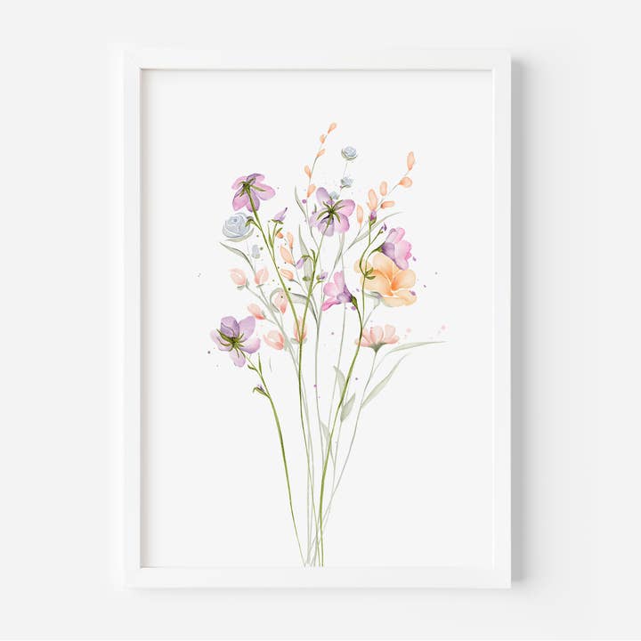 Impression encadrée, fleurs à l'aquarelle, impression murale botanique ( pour la vente par Oak and Alder