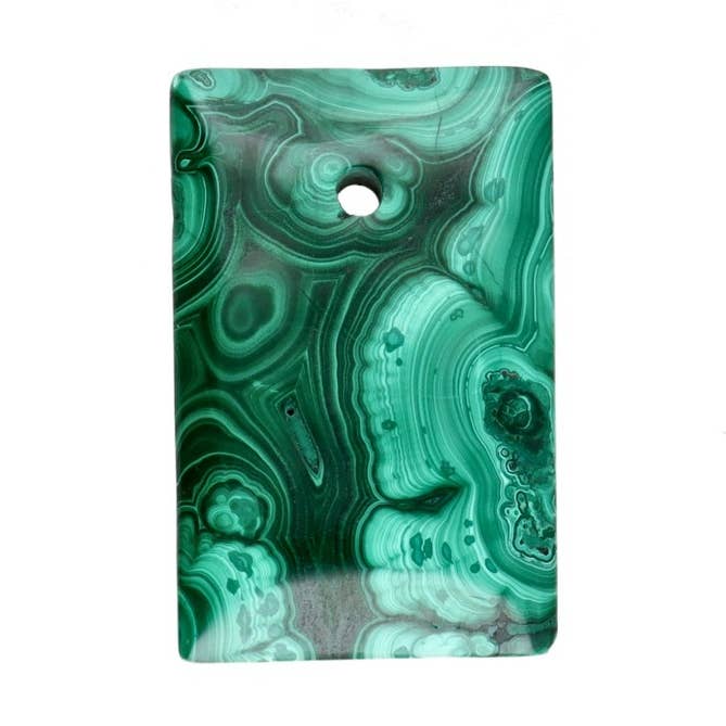 Colgante Plano Rectangular de Malaquita con Agujero para venta al por mayor de Vives de la Cortada S.L