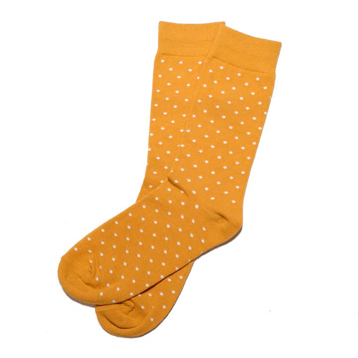 Marigold Polka Dot Socks | Men's Size for wholesale by Groomsman Gear