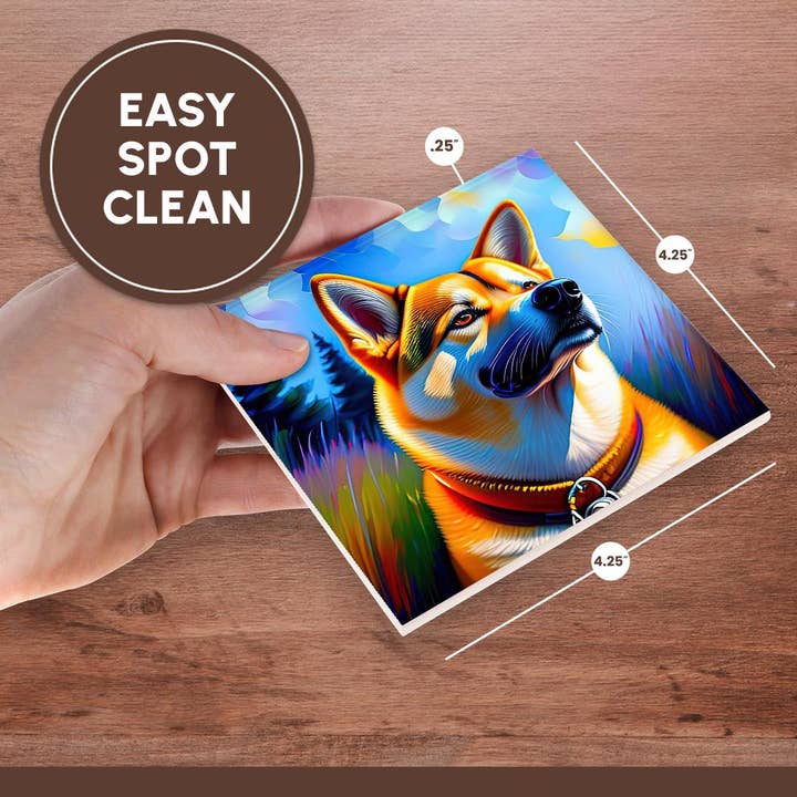 3dRose - Wholesale Coasters - 3dRose, Awesome Shiba Inu dog portrait. Summer nature background. Digital art, Coaster6