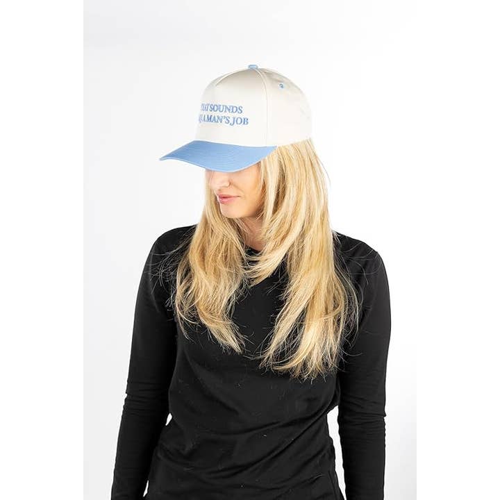 Funky Junque - Wholesale Baseball Cap - Unisex - Two Tone Cap: That Sounds Like a Man's Job - Lt Blue/Beige3