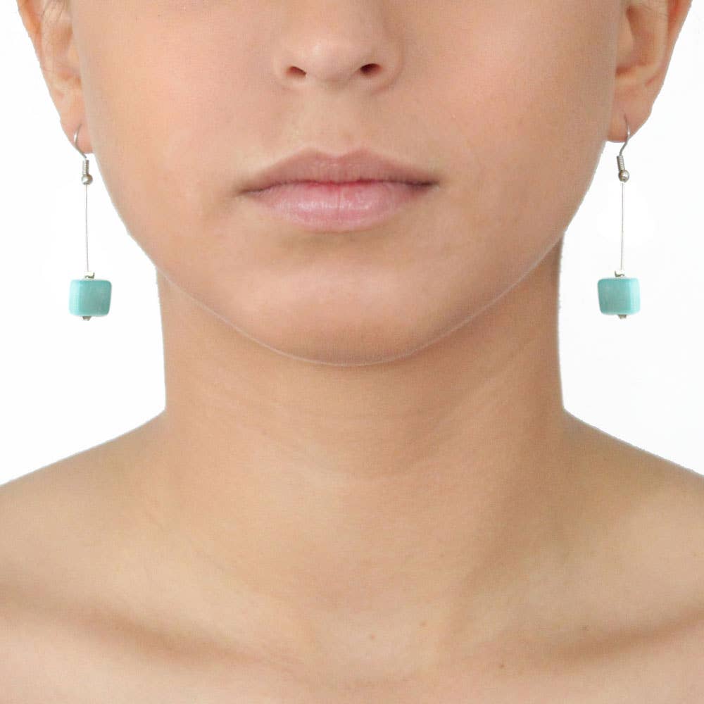 Muichic Natural Jewelry - Wholesale Dangle Earrings - Cubes Tagua Earrings Handmade Fairtrade Lightweight3