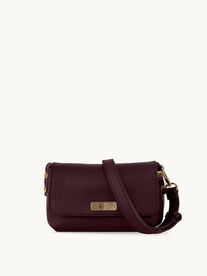 The Maisie Mini Burgundy Leather Bag for wholesale by Apatchy London