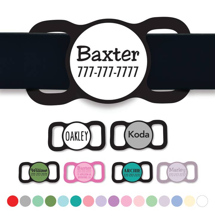 Étiquette d'identification pour animaux de compagnie en silicone Slim Slide-On | Nom classique pour la vente par Besties Pets