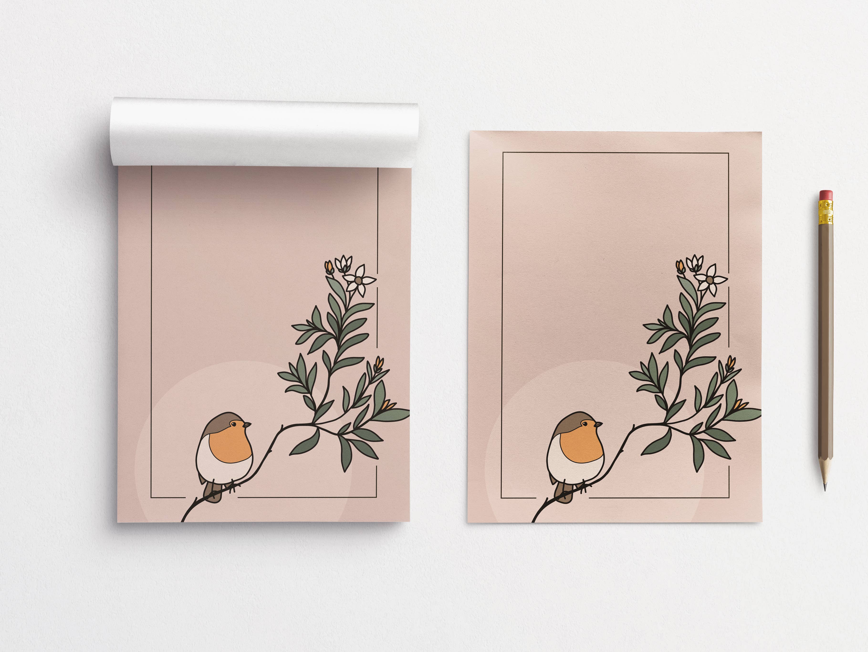 Rotberta - Vente Blocs-notes - Bloc-notes magnétique format DIN A7, rouge-gorge sur une branche1