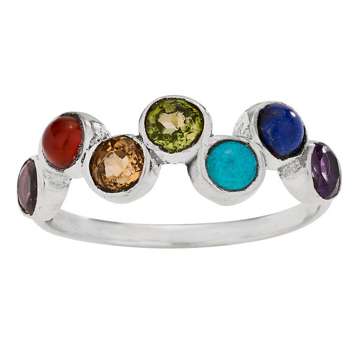 Bague en argent Sterling Chakra arc-en-ciel pour la vente par Tiger Mountain Jewelry