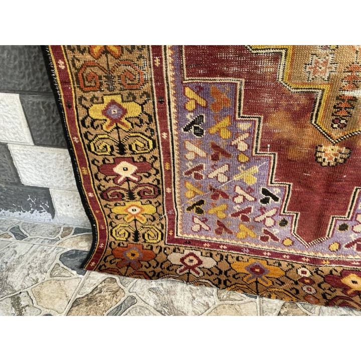 Oushak Rugs - Wholesale Area Rug - Vintage Turkish Oushak Handmade Geometric Wool Rug 4x6 ft14