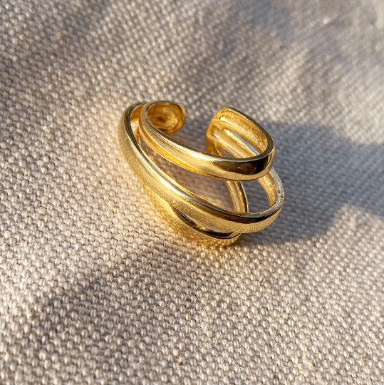 GoldFi - Wholesale Single Earring - 18k Gold Filled Three Lines Dainty Ear Cuff Wholesale And Jewelry Supply2