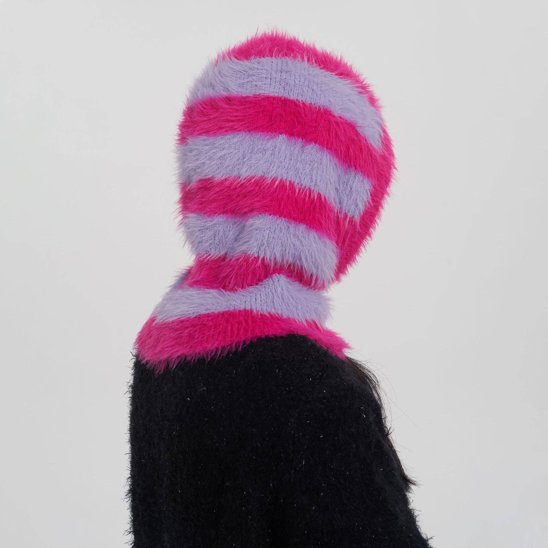 Dipped Shop – Engroshandel Beanie - Dame – Stribet farveblok pulloverhattørklæde DPS16155