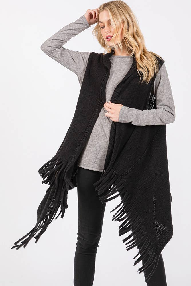 Hana - Vente Veste sans manches – femme - Gilet d'hiver en tricot à pompons à pois gaufrés15