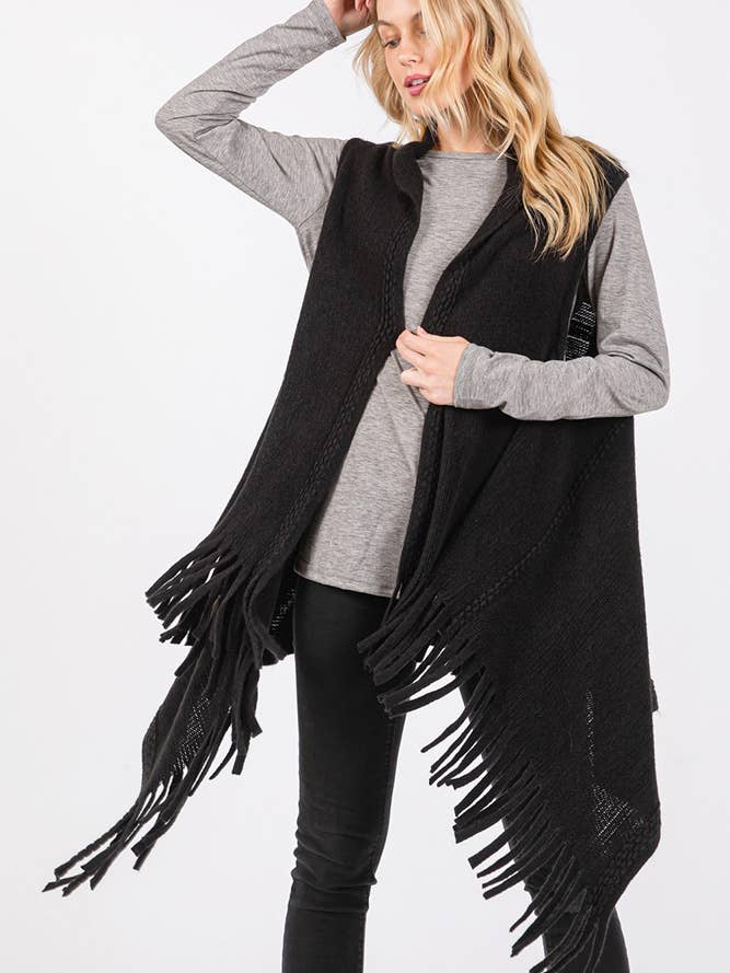 Hana - Vente Veste sans manches – femme - Gilet d'hiver en tricot à pompons à pois gaufrés15