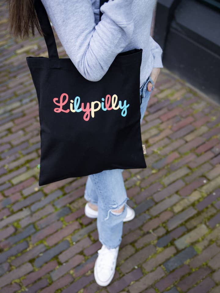 Sacola multicolorida preta de algodão orgânico Lilypilly por atacado de Lilypilly