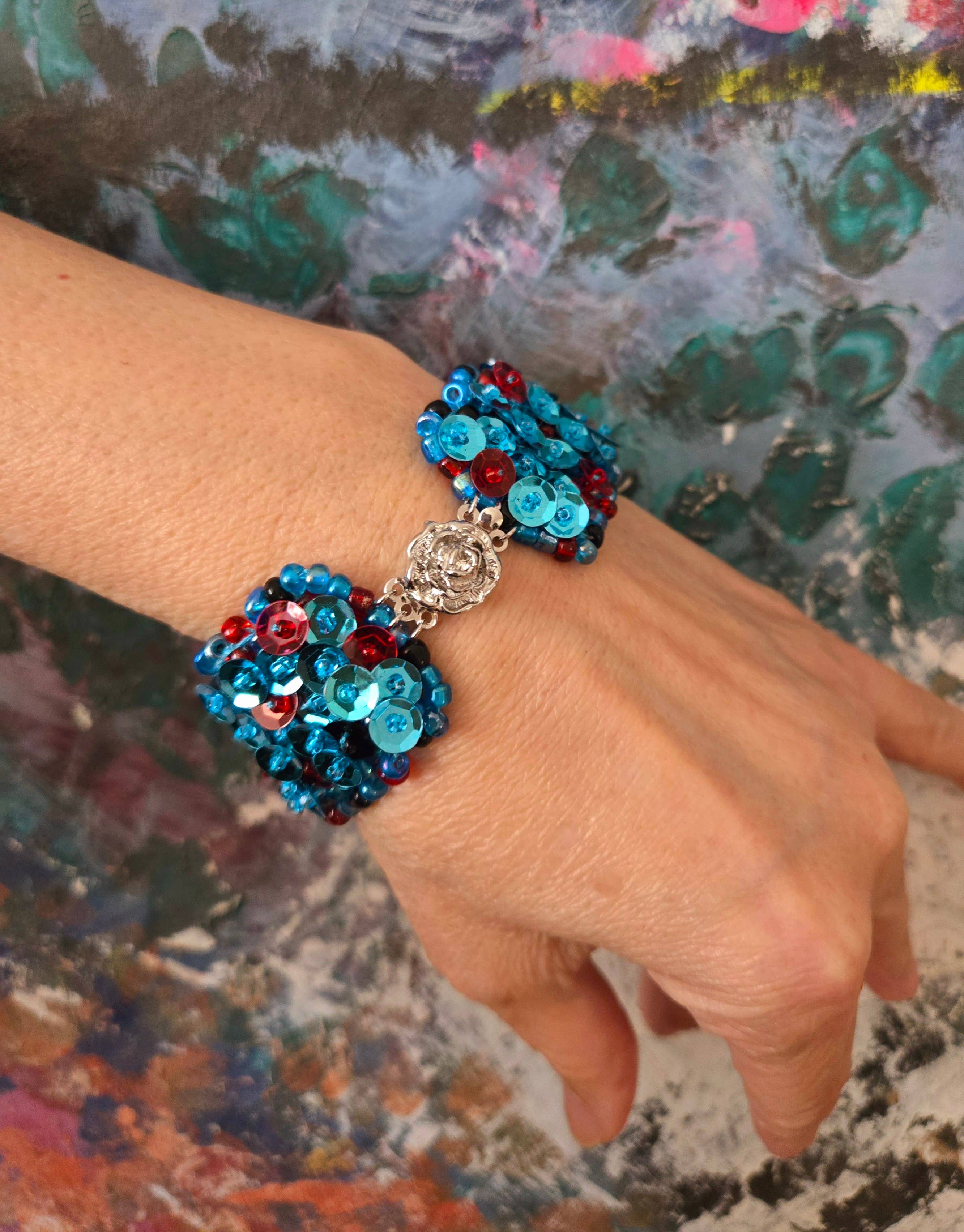 Fiona Accessories - Wholesale Beaded Bracelet - Sequin Handmade Beaded Bracelet button closure (mix)7