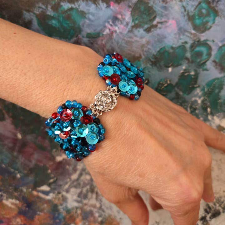 Fiona Accessories - Wholesale Beaded Bracelet - Sequin Handmade Beaded Bracelet button closure (mix)7