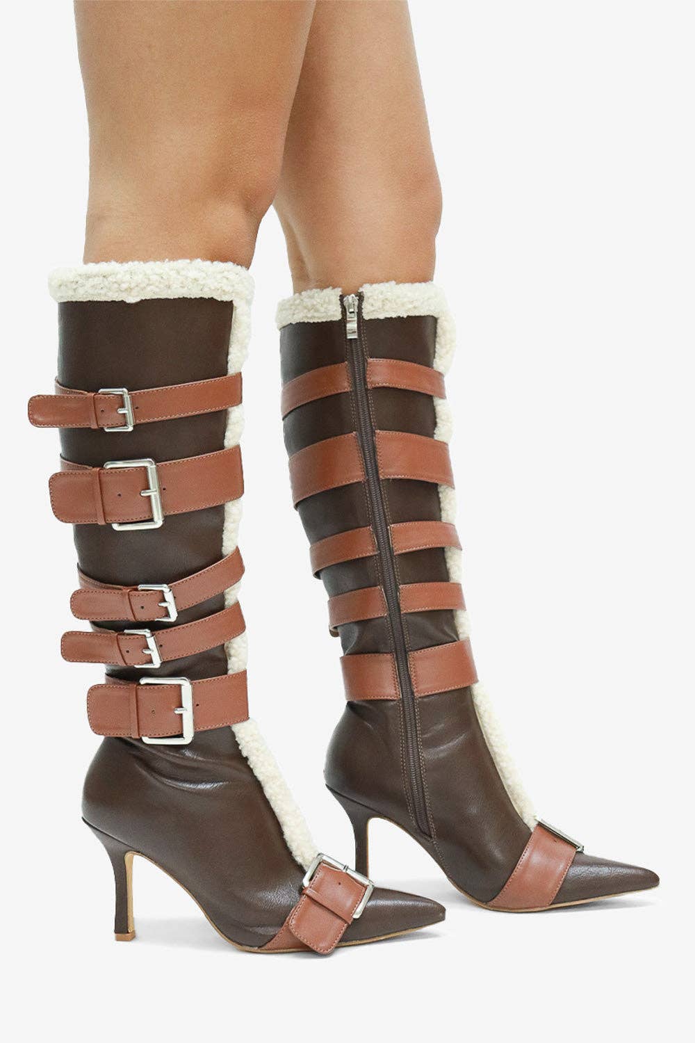 Lemonade Shoes - Wholesale Laarzen - Dames - INGRID- Kniehoge Laars, Zijgesp Buckledetail, Puntige Neus10