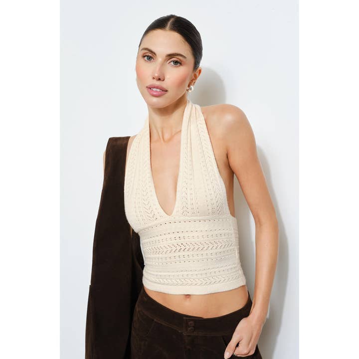 Maui Cable Knit Halter Top for wholesale by Loucia