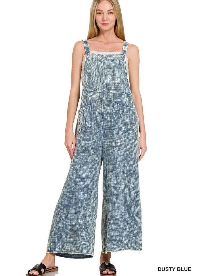 Vanilla Monkey - Wholesale Overalls - Women's - Washed Double Gauze Elastic Waist Wide Overalls10