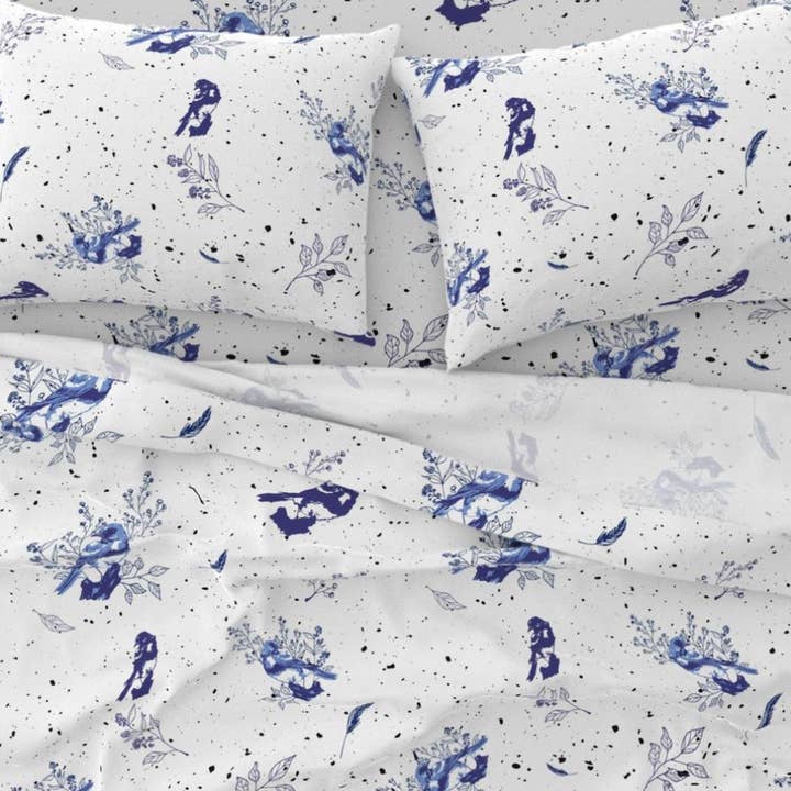 Feuilles expressionnistes Bluebird pour la vente par Fox & Willow Design Studio