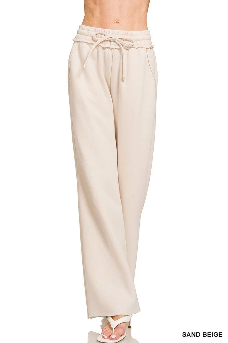 Vanilla Monkey – wholesale Lounge Sweatpants/jogging bottoms – Women's – Acid Wash Fleece Palazzo Sweatpants With Pockets6