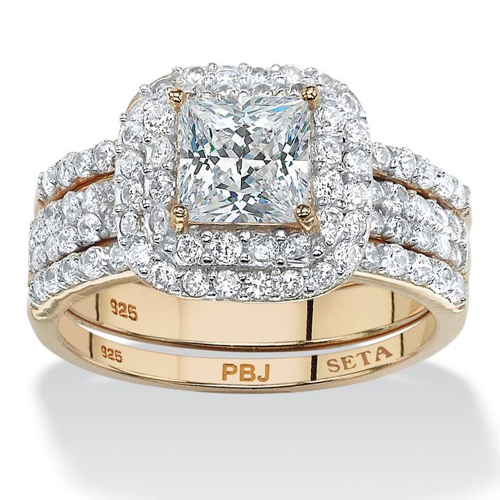 Prinsessesleben Kubisk Zirkonia 14k Guldbelagt Brudesæt for engroshandel hos PalmBeach Jewelry