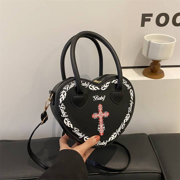 SALINA TRADING INC - Wholesale Shoulder bag – women's - Studded Gothic Punk Heart Shoulder Bag Small Square6