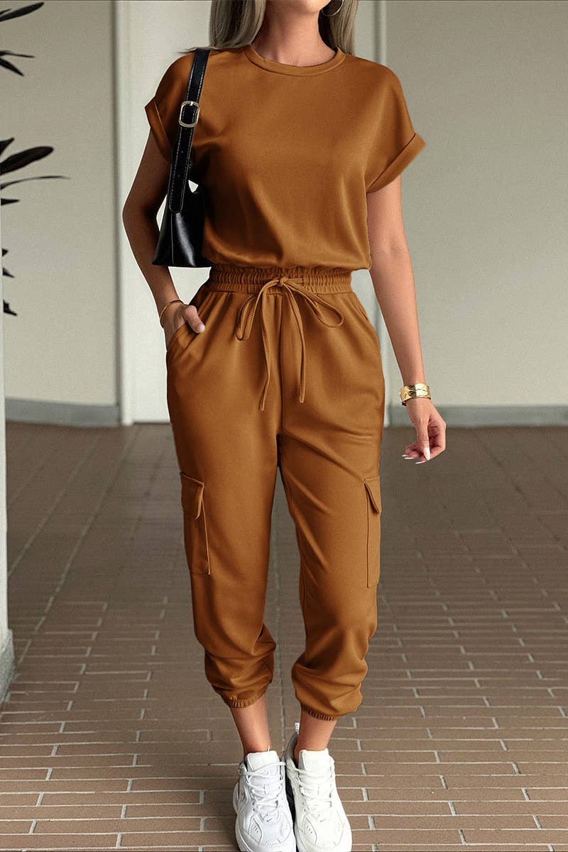 NINEXIS - Wholesale Top & Pant Set (NOT Loungewear) - Women's - CWSTB00444_SOLID CASUAL SHORT SLEEVE TEE & SHORTS SET3