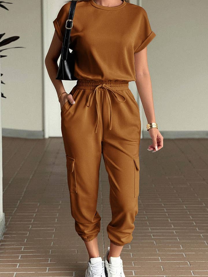 NINEXIS - Wholesale Top & Pant Set (NOT Loungewear) - Women's - CWSTB00444_SOLID CASUAL SHORT SLEEVE TEE & SHORTS SET3