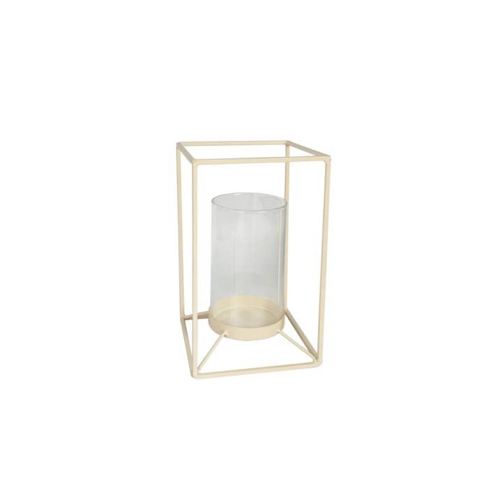 Housevitamin bv - Vendita all'ingrosso Portacandele - Portacandele - Lanterna - Metallo/Vetro - Sabbia - 12,5x12,5x20cm