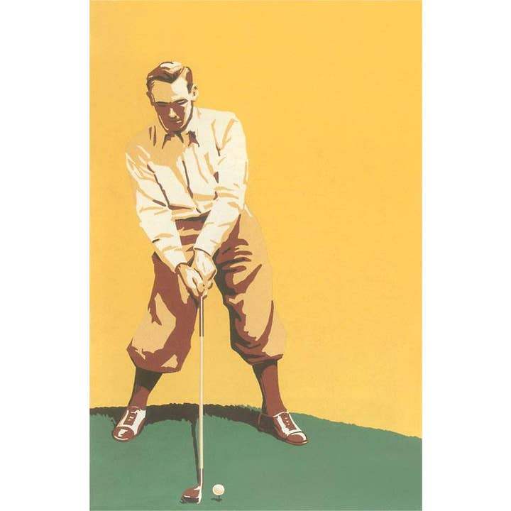 Postcard GF-105 Old Time Golfer Teeing Off for wholesale by Found Image Press