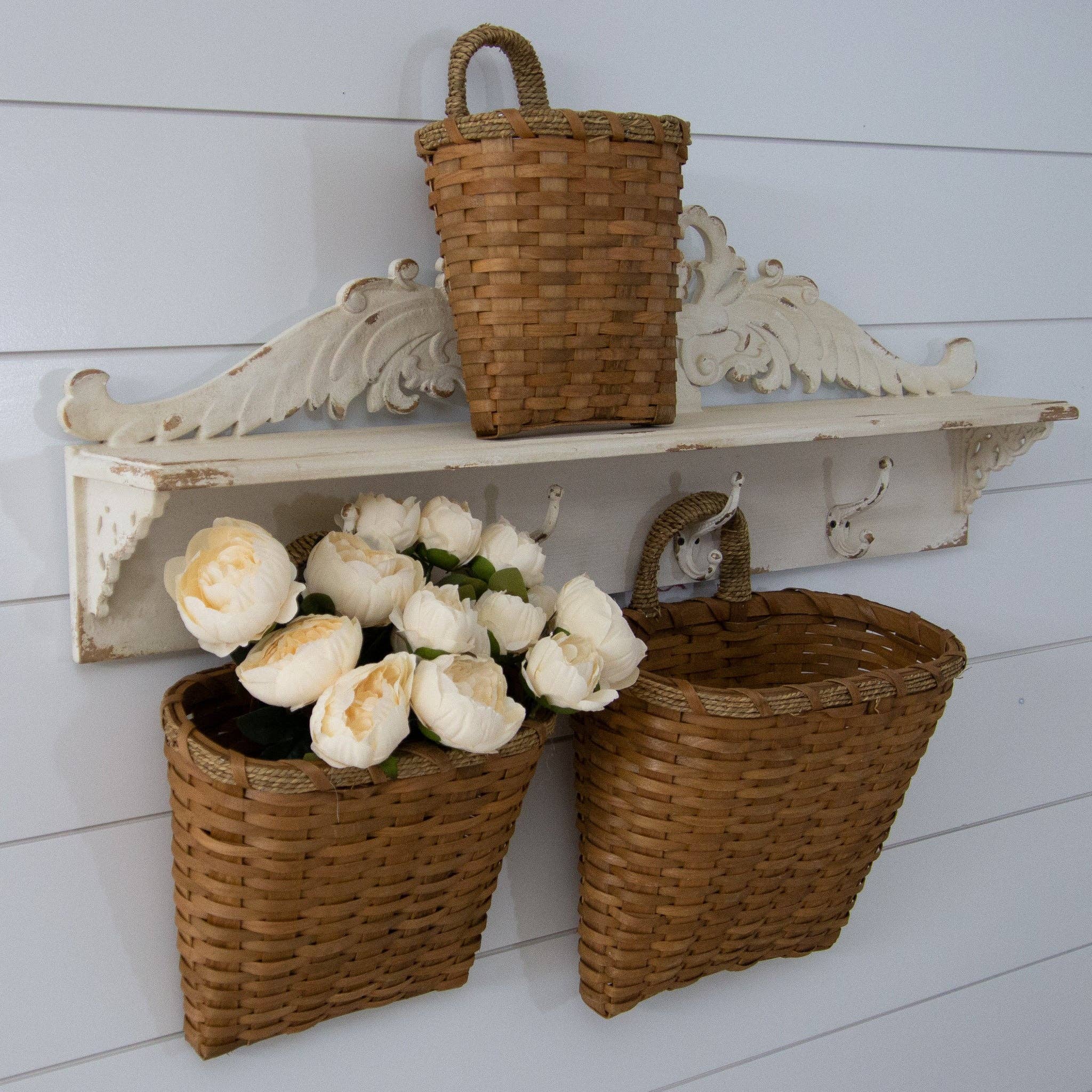Audrey's Home & Gift - Wholesale Basket - Hanging Chipwood Baskets With Woven Handle (Set Of 03)1