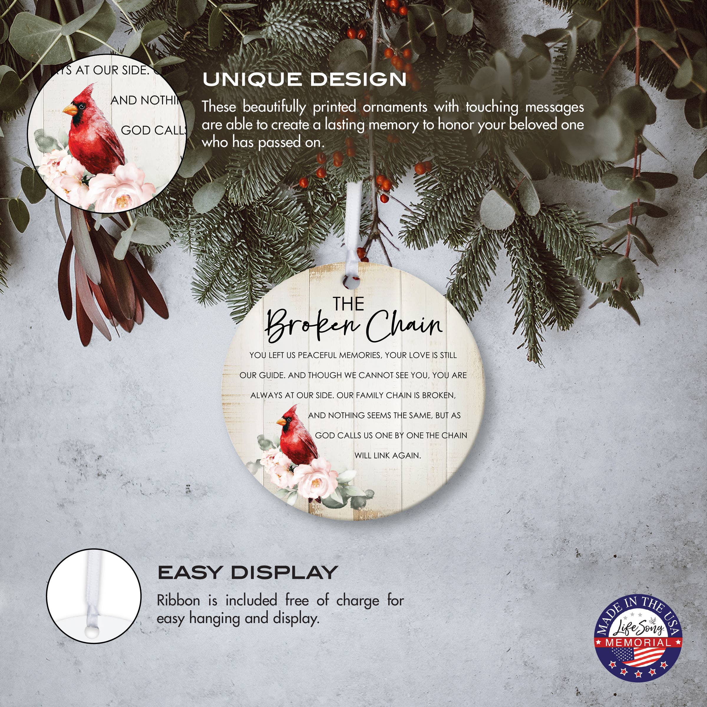 LifeSong Milestones - Wholesale Ornament - Cardinal Christmas Remembrance: The Broken Chain Ornament3