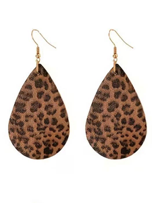 ( W972 ) ANIMAL PRINT TEARDROP EARRING for wholesale by Jewelry Max