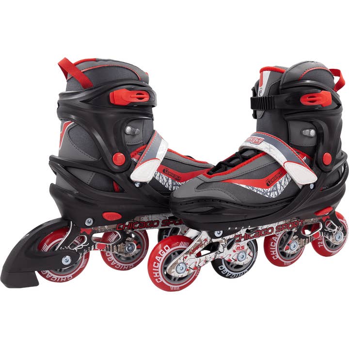 National Sporting Goods - NSG - Wholesale Sporting Accessories - Chicago Boy's Adjustable Inline Skates - Black/Red