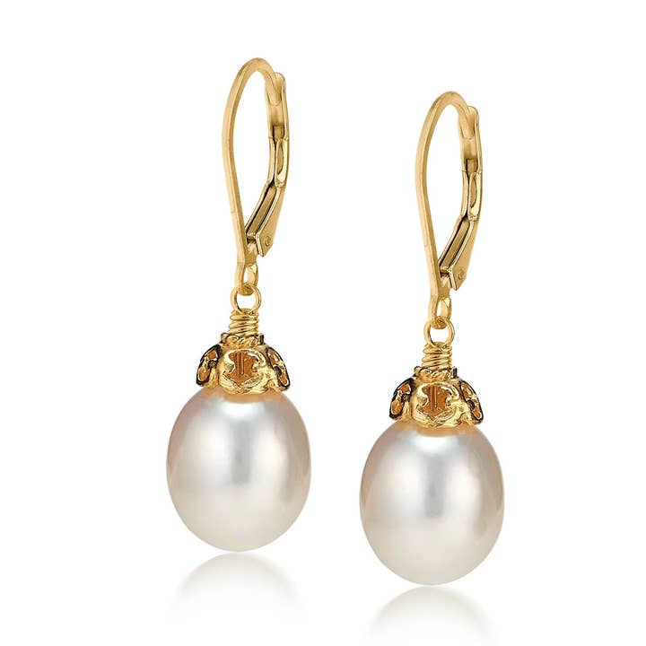 Orecchini pendenti grandi con perle in vermeil in oro 18 carati per la vendita all'ingrosso da parte di Anatoli Jewelry