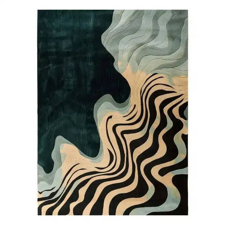 Wavy Seascape Hand Tufted Wool Rug for wholesale by Maia Homes