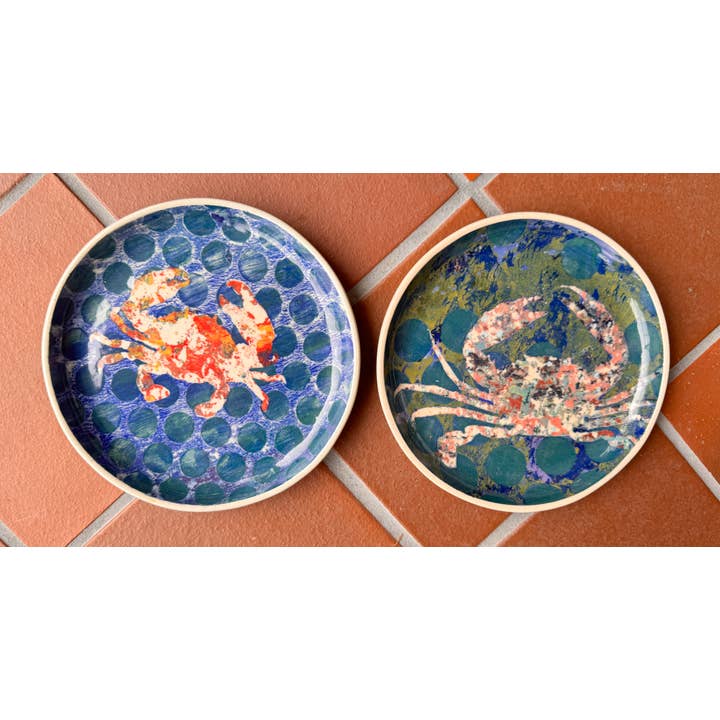 Round Plate 6.5" with Crab for wholesale by Sweet Air Studio