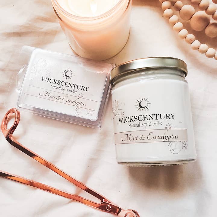 Mint & Eucalyptus - 9 oz Classic Soy Candles for wholesale by Wickscentury's Natural Soy Candles
