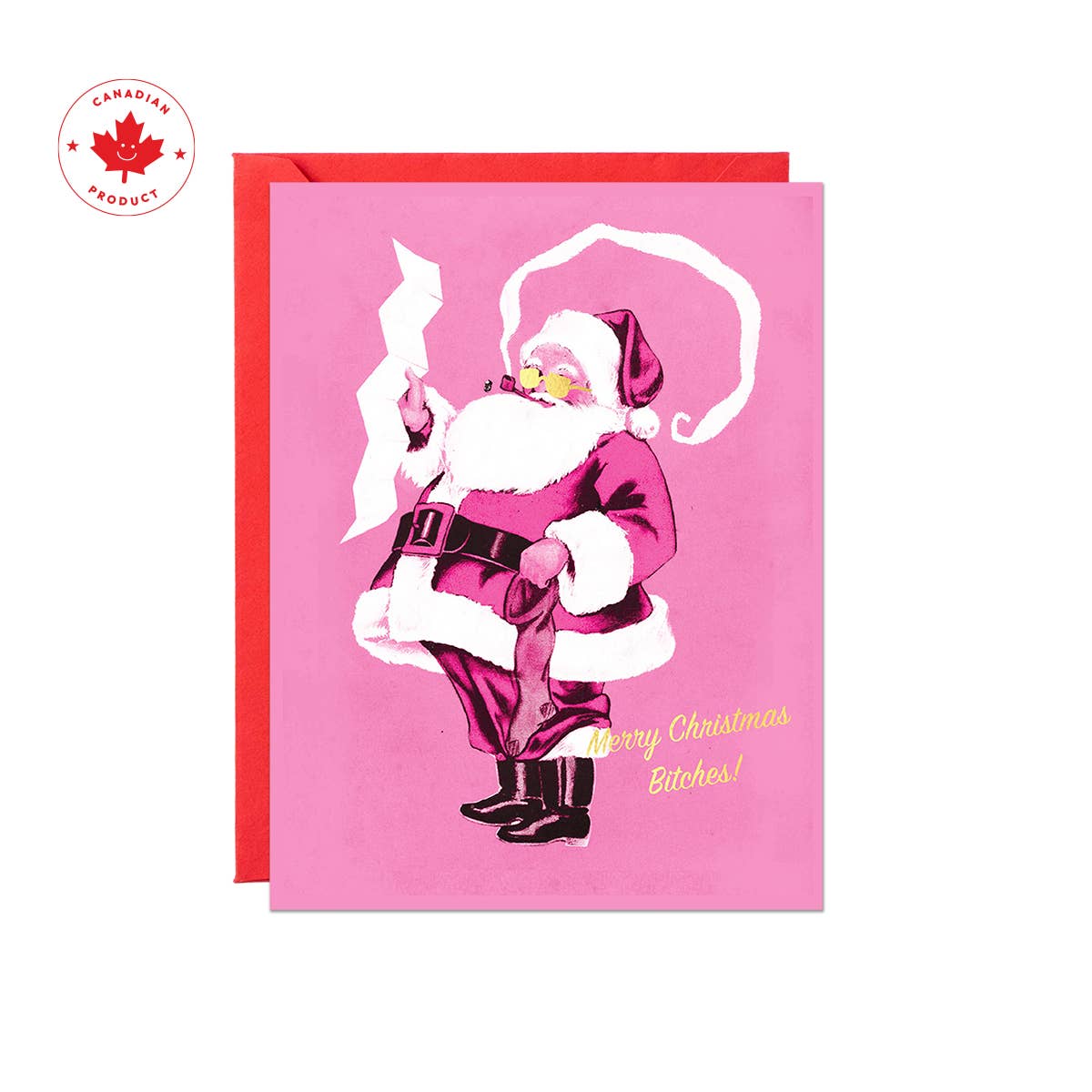 Party Mountain Paper co. – postal de Natal por atacado – Cartão Foil Papai Noel Atrevido | Cartão de Natal