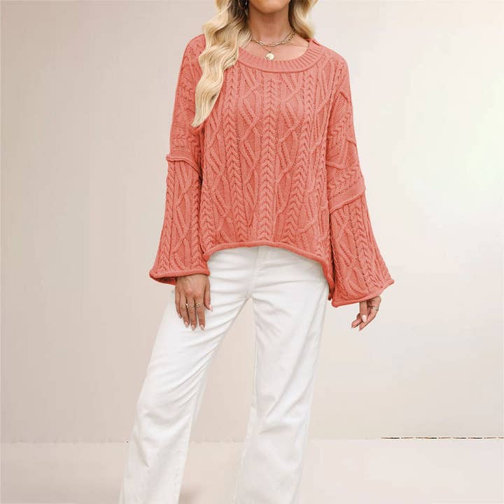 ACCITY - Wholesale Knit Sweater - Women's - Plus Size Short Solid Cable Knit Sweater Women_CWOSWL071762